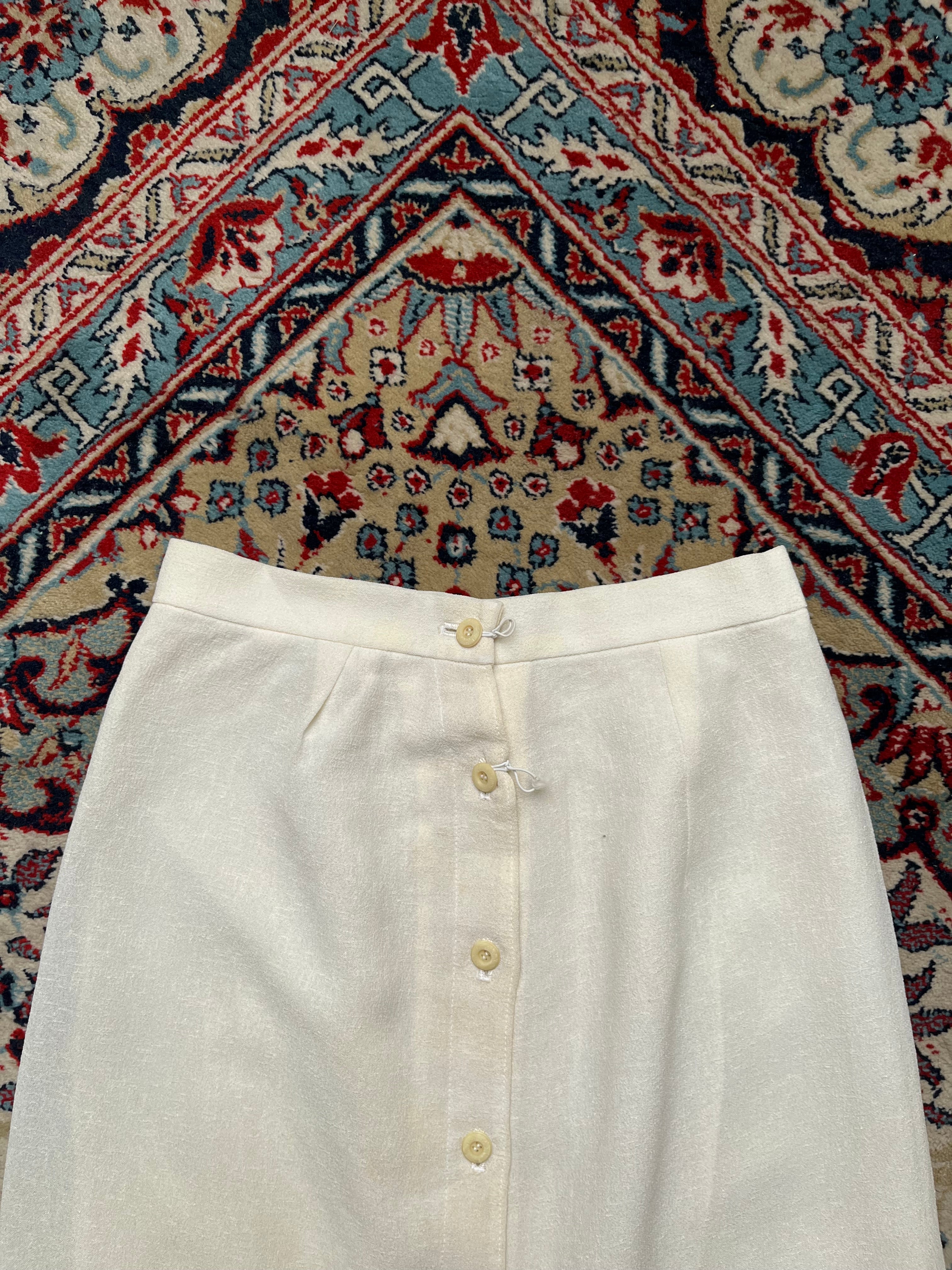 Vintage Cordier Cream White Lined Textured SKIRT - 25