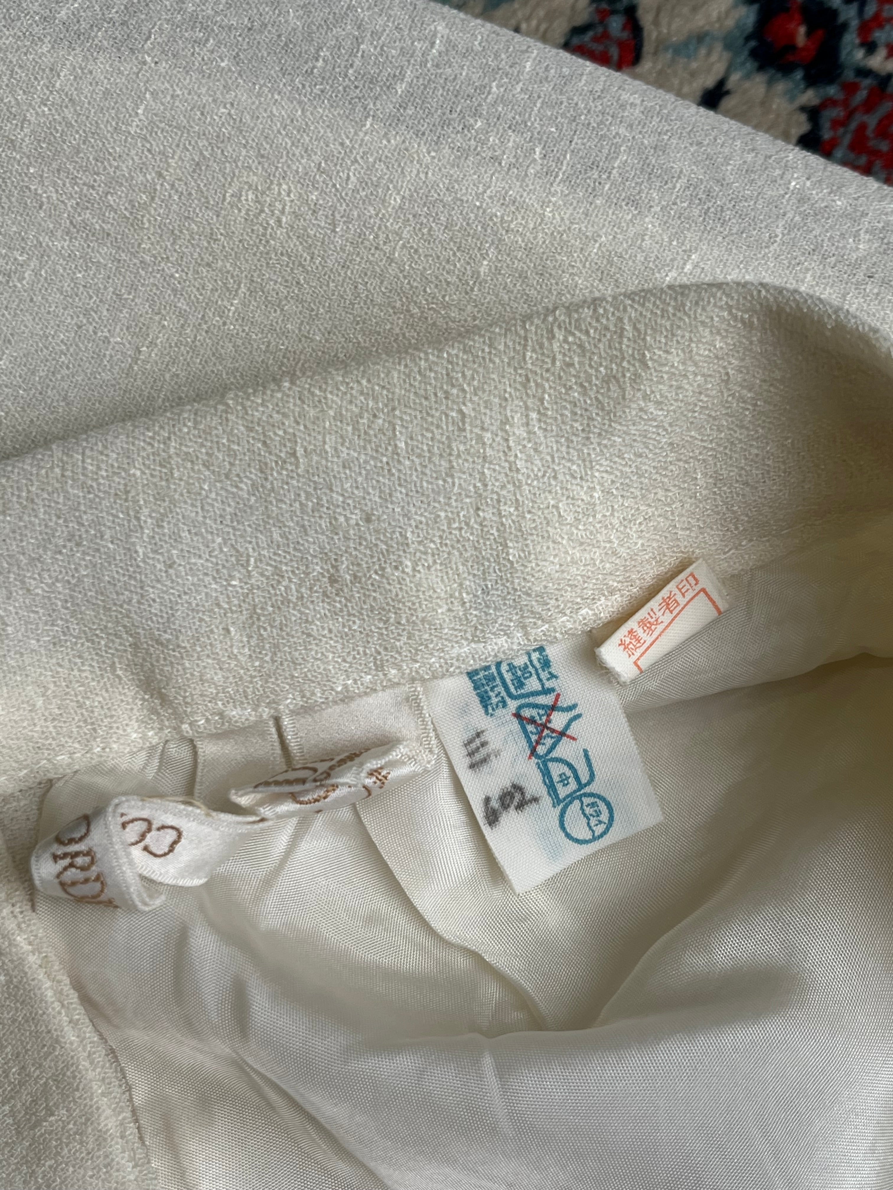Vintage Cordier Cream White Lined Textured SKIRT - 25