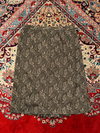 Vintage Women Paisley Pleated Brown Gray PrintED SKIRT - 30
