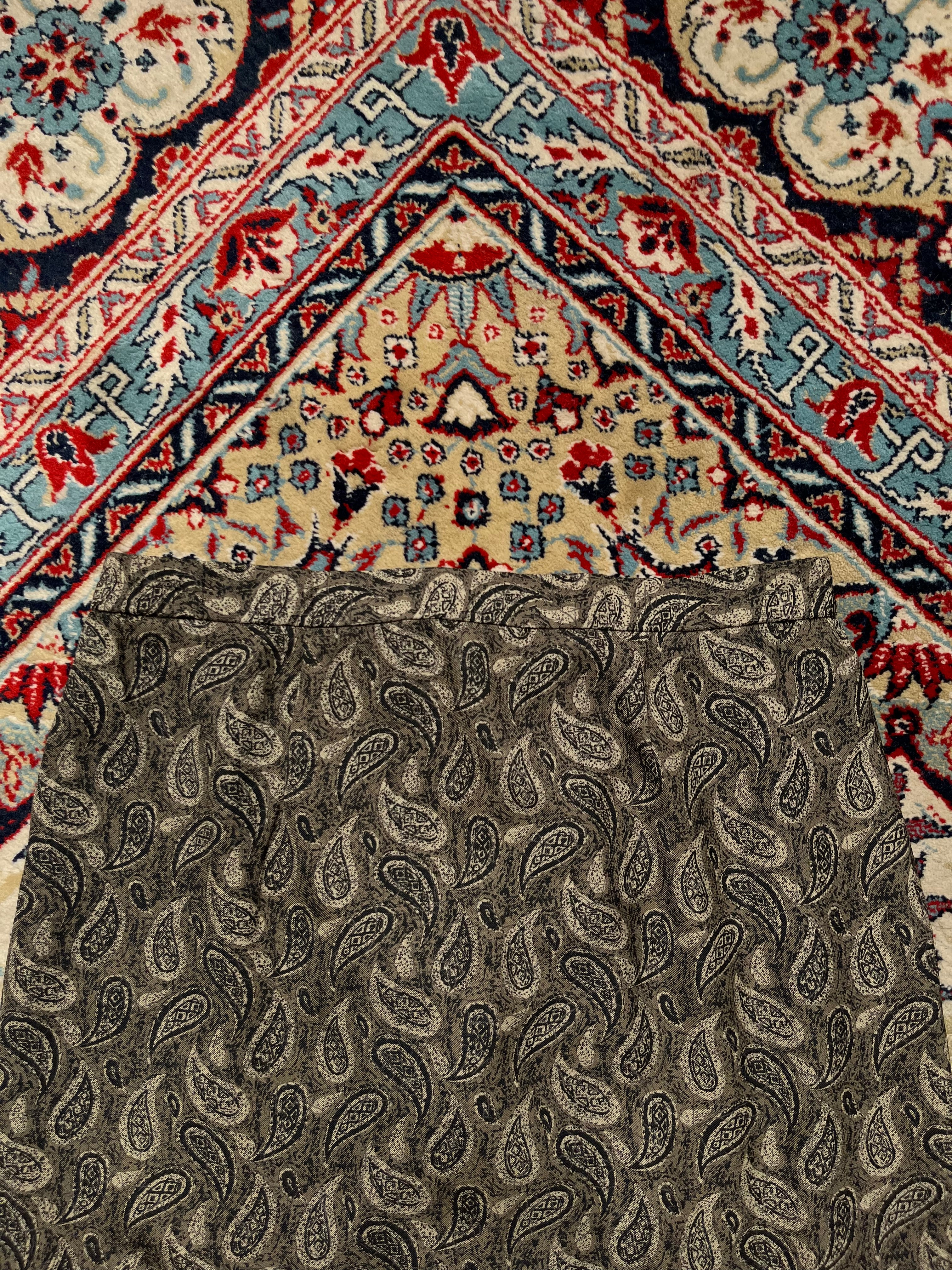 Vintage Women Paisley Pleated Brown Gray PrintED SKIRT - 30