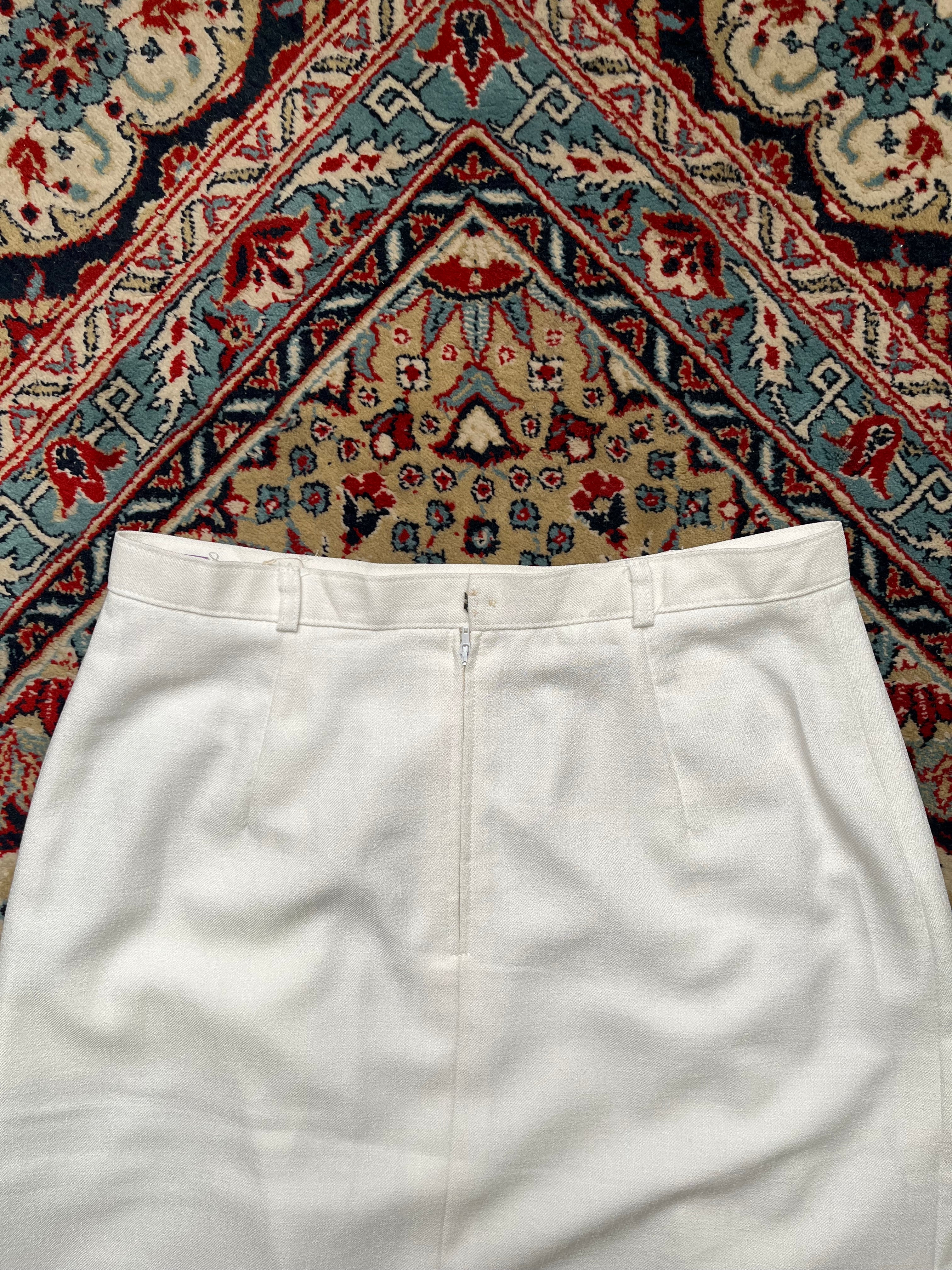 Vintage Hirota Japan White Pleated Side Button Textured SKIRT - 32