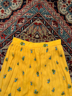 VINTAGE YELLOW FLORAL PRINTED WOMEN SKIRT - 26