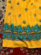 VINTAGE YELLOW FLORAL PRINTED WOMEN SKIRT - 26