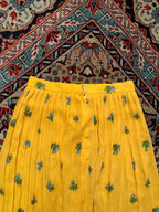 VINTAGE YELLOW FLORAL PRINTED WOMEN SKIRT - 26