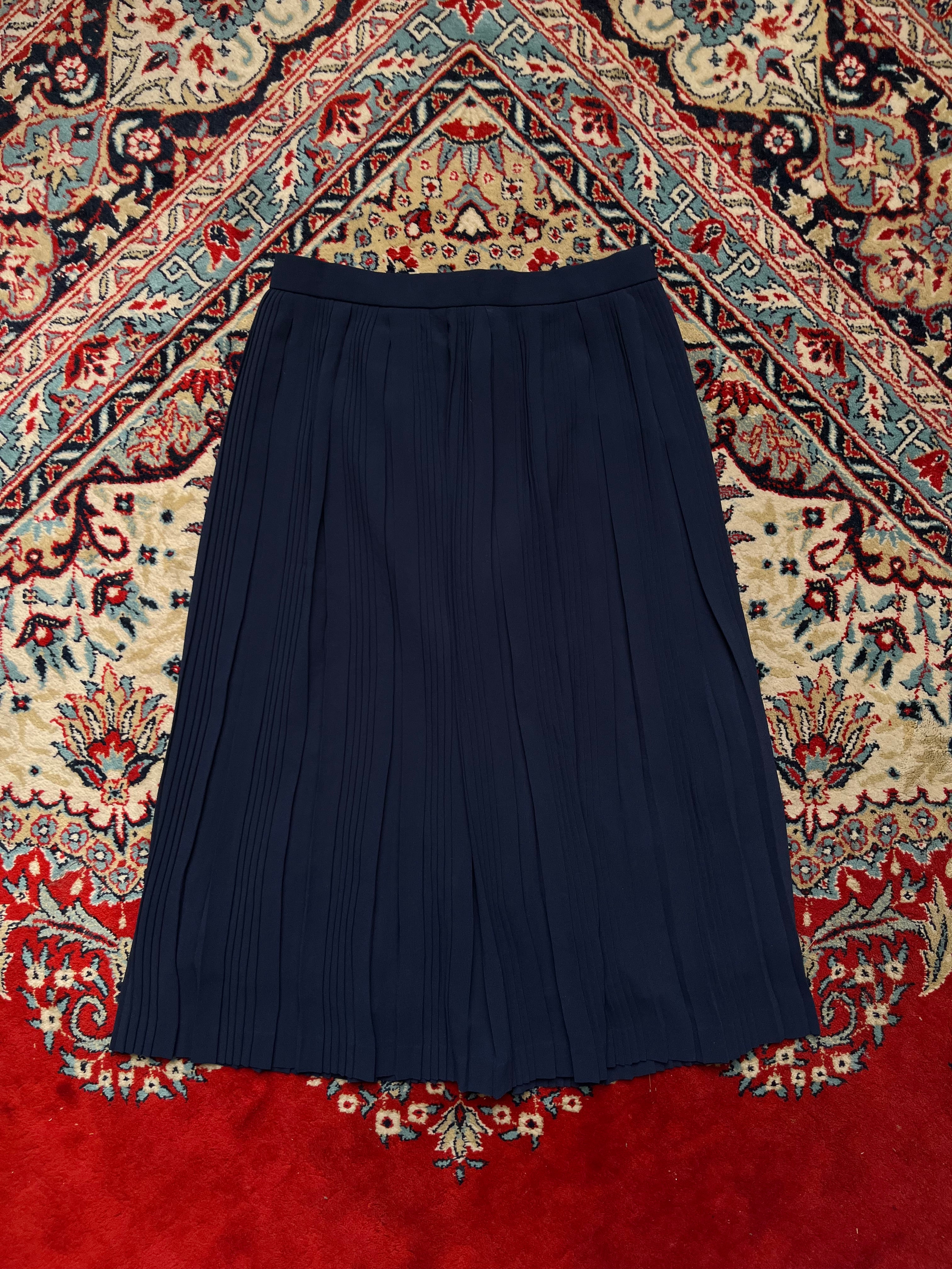 Marlon Lady's Mode Pleated Navy Blue Chiffon Skirt - 26