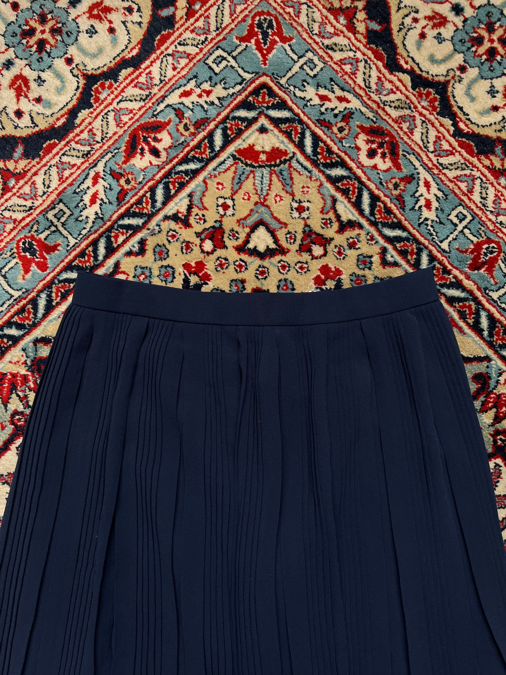 Marlon Lady's Mode Pleated Navy Blue Chiffon Skirt - 26