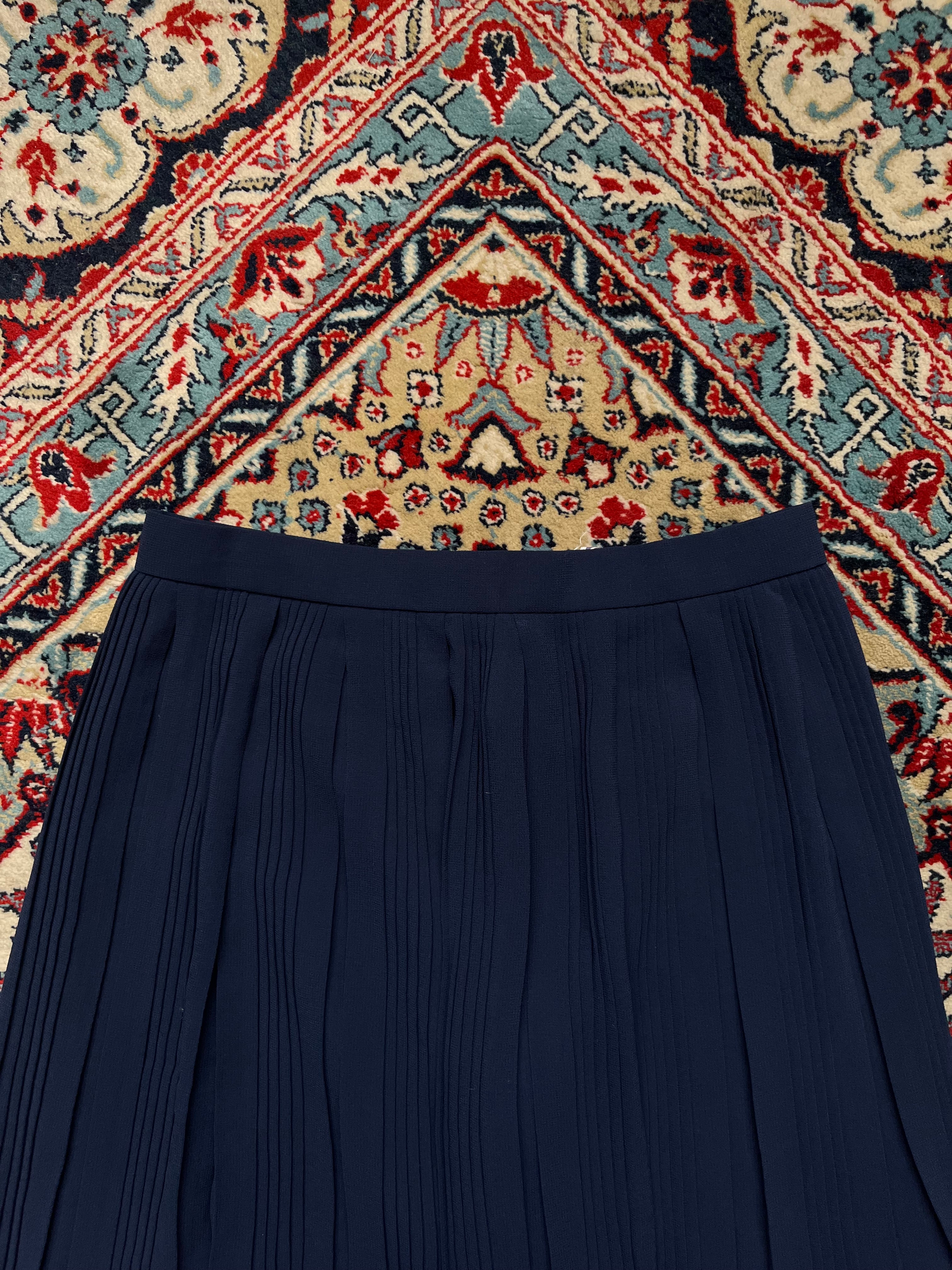 Marlon Lady's Mode Pleated Navy Blue Chiffon Skirt - 26