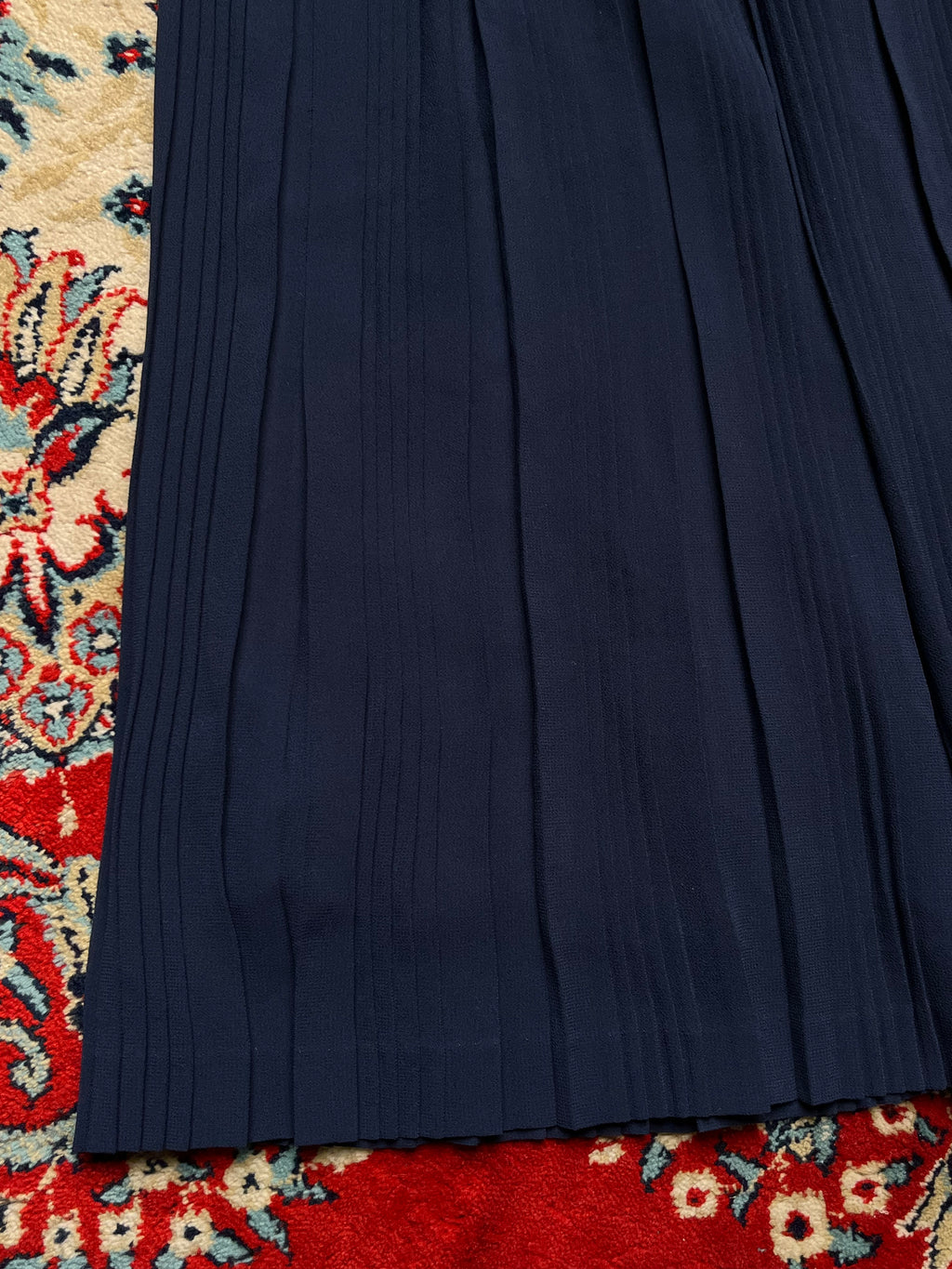 Marlon Lady's Mode Pleated Navy Blue Chiffon Skirt - 26