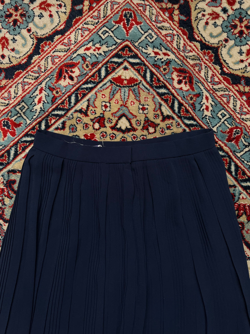 Marlon Lady's Mode Pleated Navy Blue Chiffon Skirt - 26