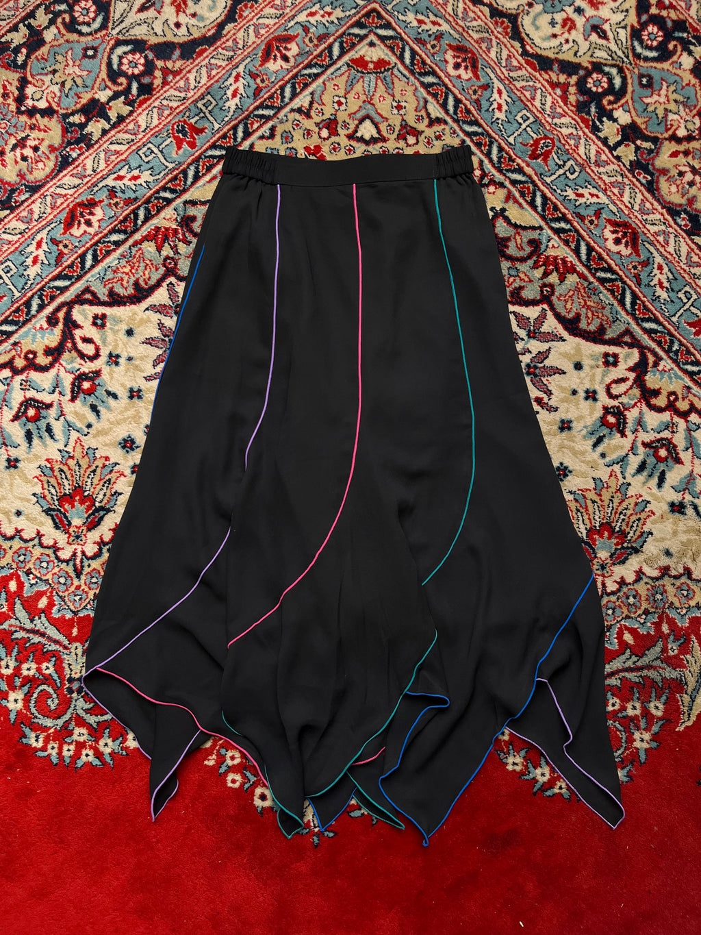 COPIA BLACK MULTI COLOR LINES CHIFFON SKIRT - 24