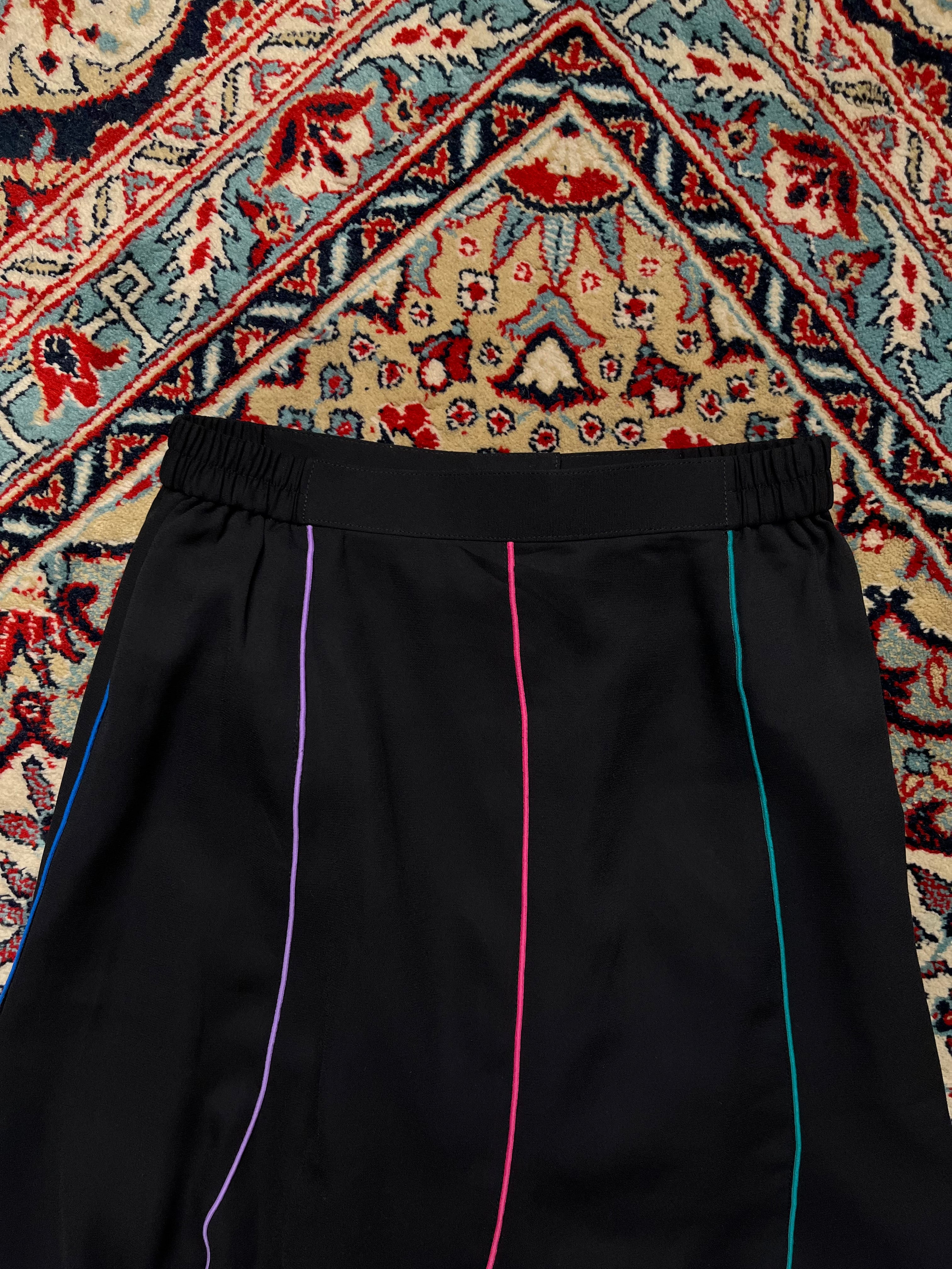 COPIA BLACK MULTI COLOR LINES CHIFFON SKIRT - 24