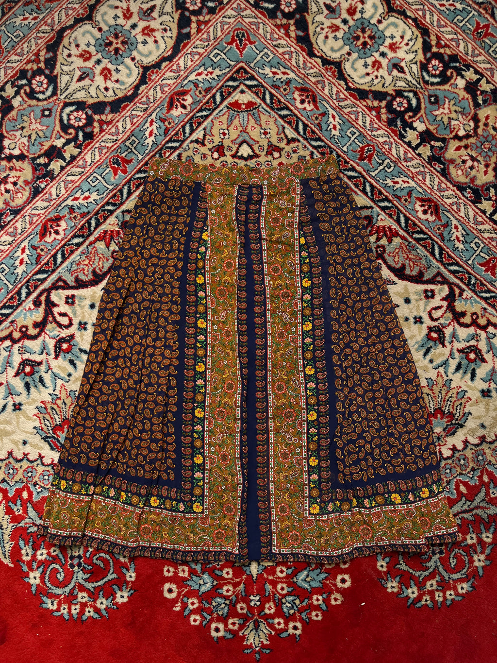 Vintage Paisley Floral Pleated Skirt - 26