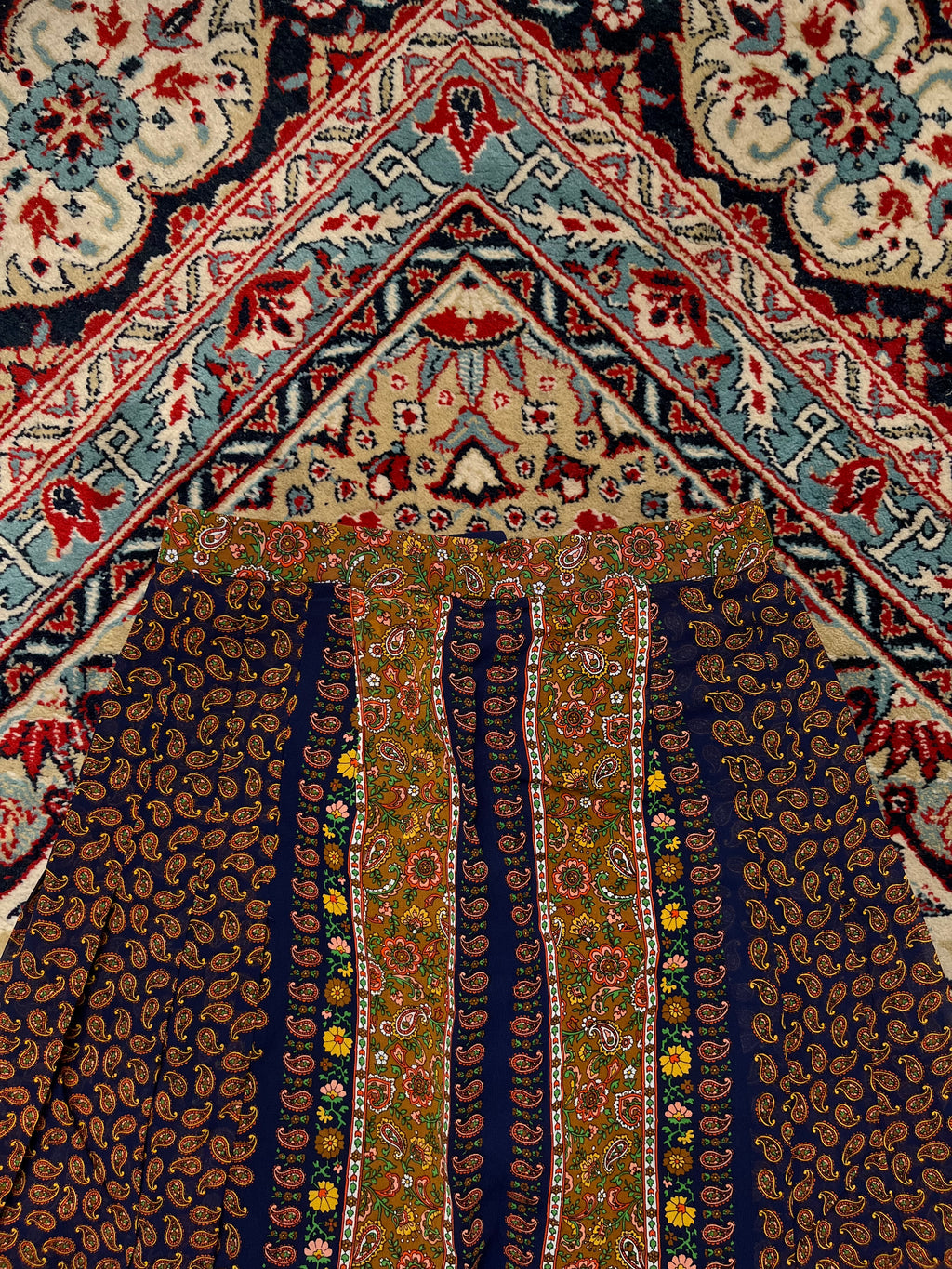 Vintage Paisley Floral Pleated Skirt - 26