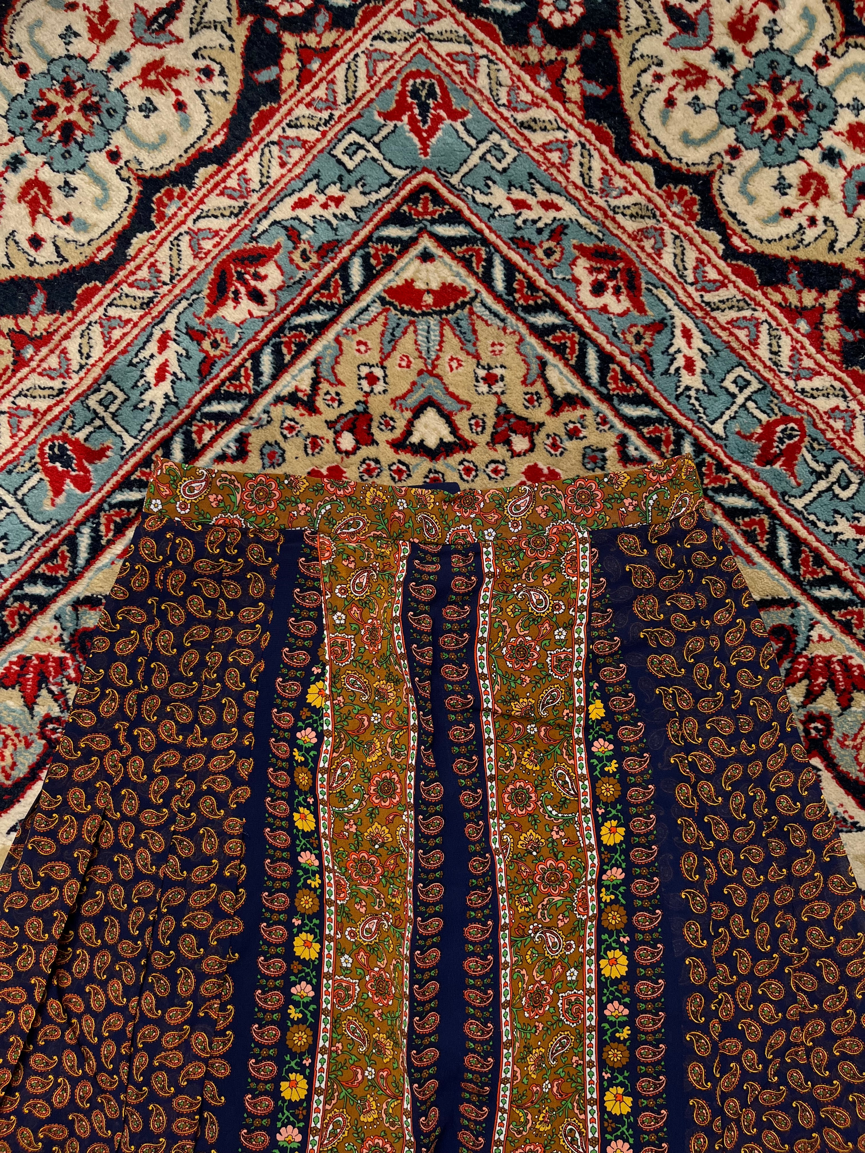 Vintage Paisley Floral Pleated Skirt - 26
