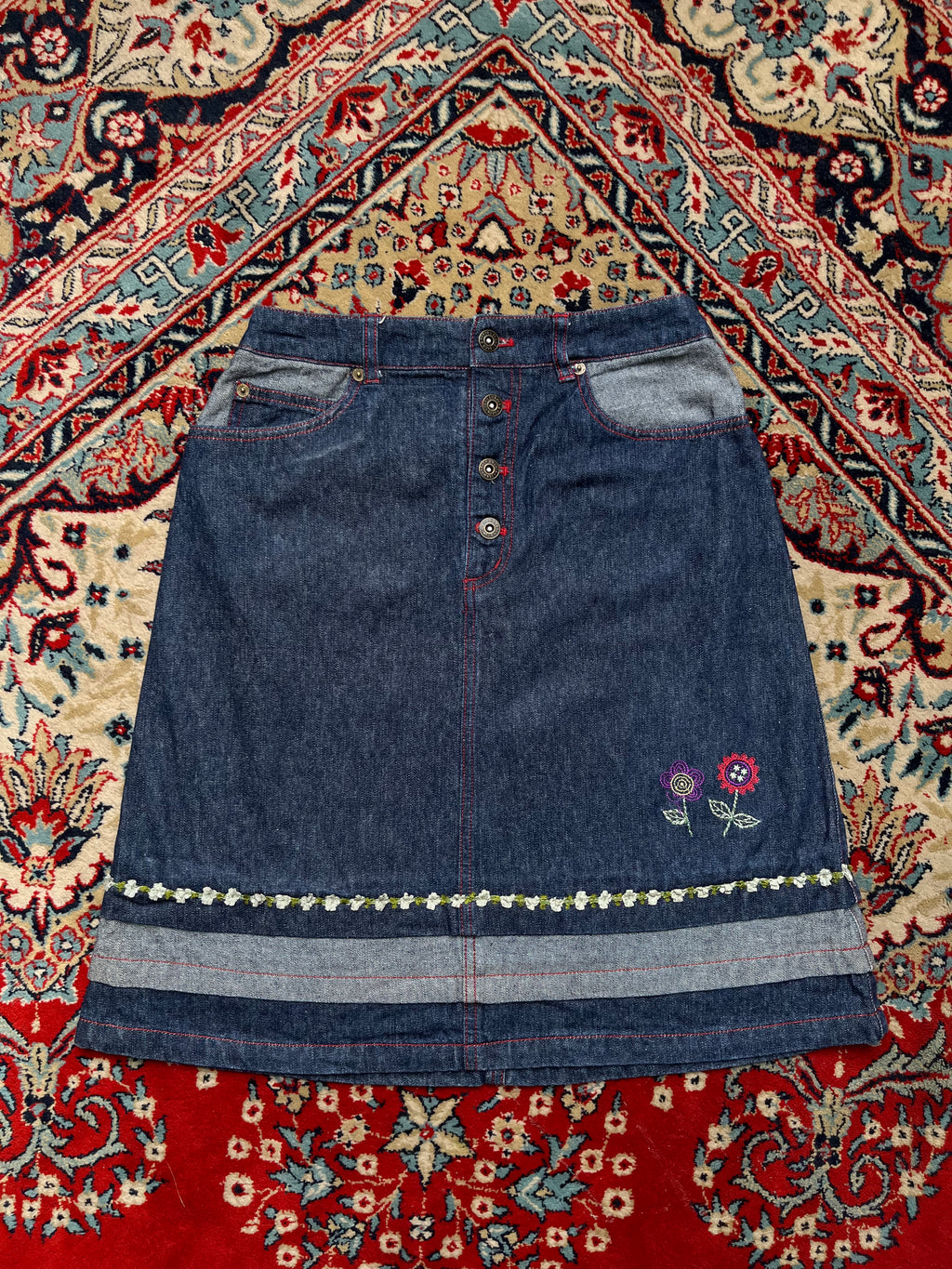 Vintage Back & Forth Denim Skirt - 28