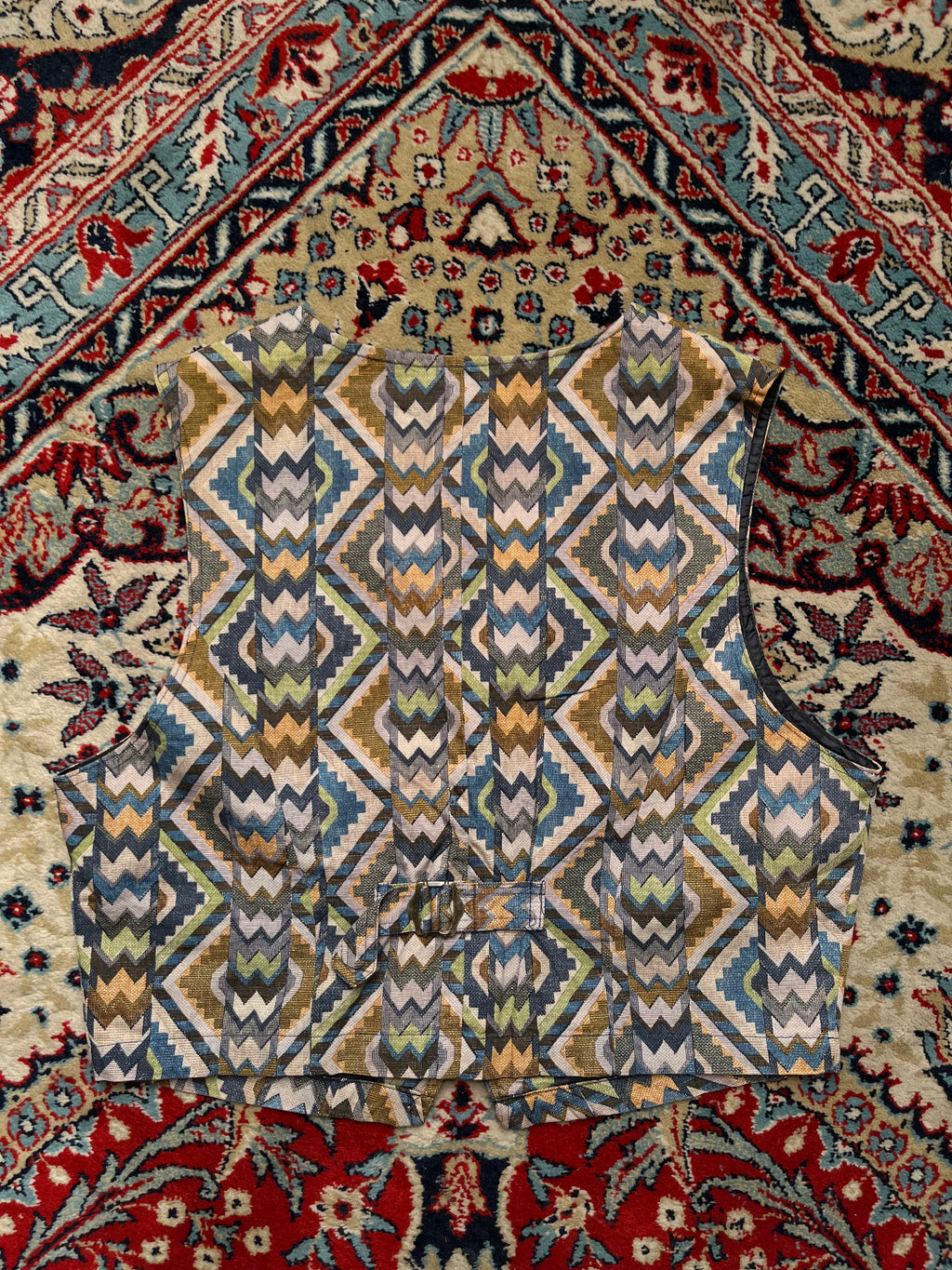 Vintage K.D. House Silk Geometric Tapestry Vest - M