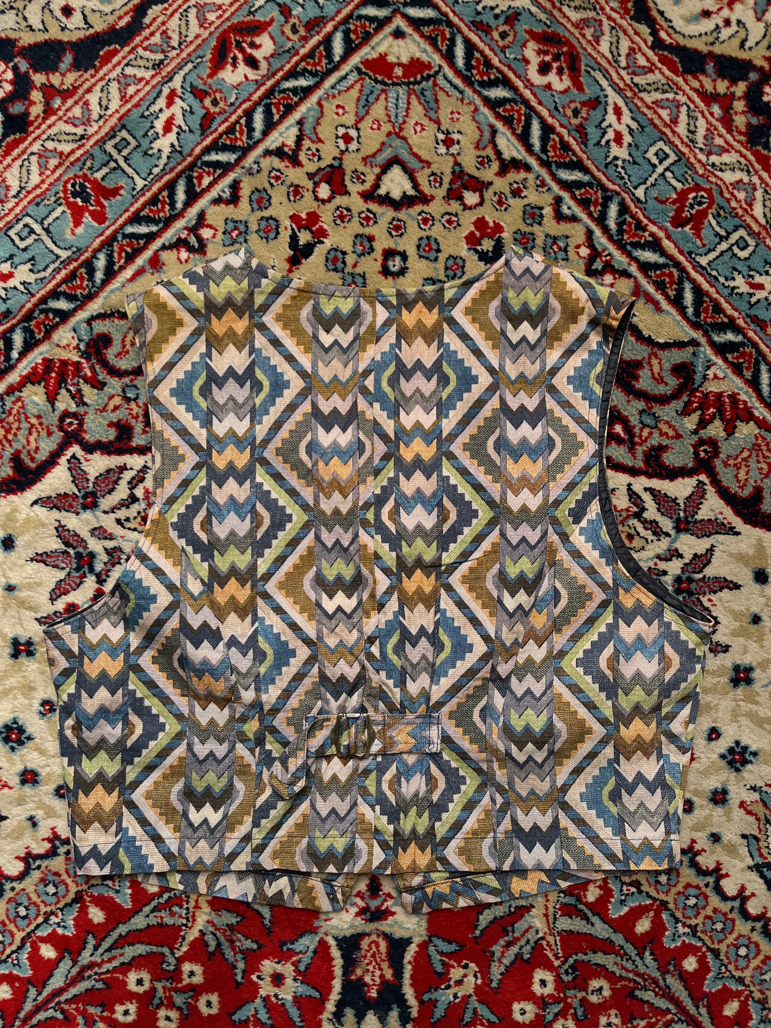 Vintage K.D. House Silk Geometric Tapestry Vest - M