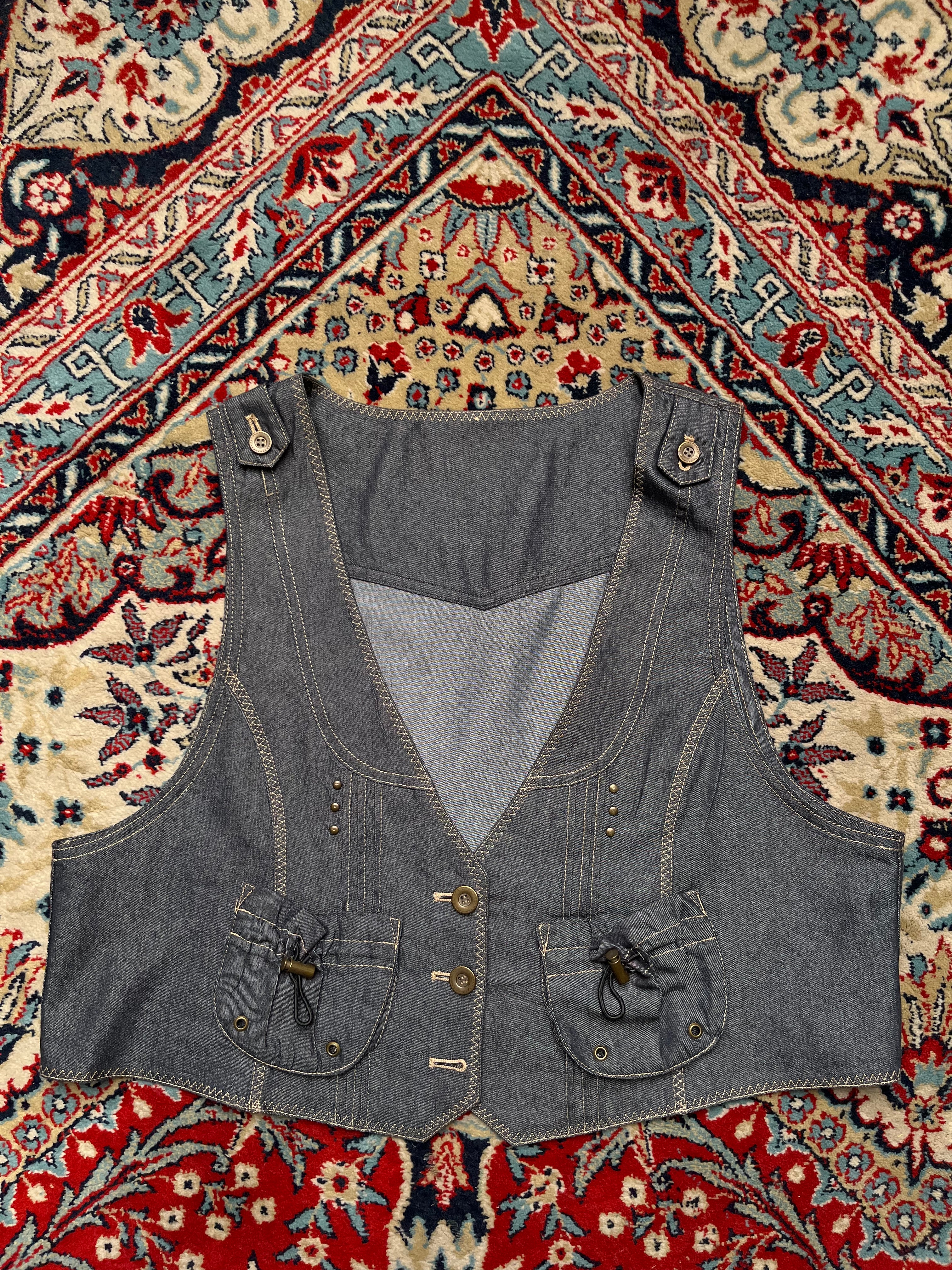 Vintage SEDIOUIRE Sophisticated Baggy Denim Vest - L