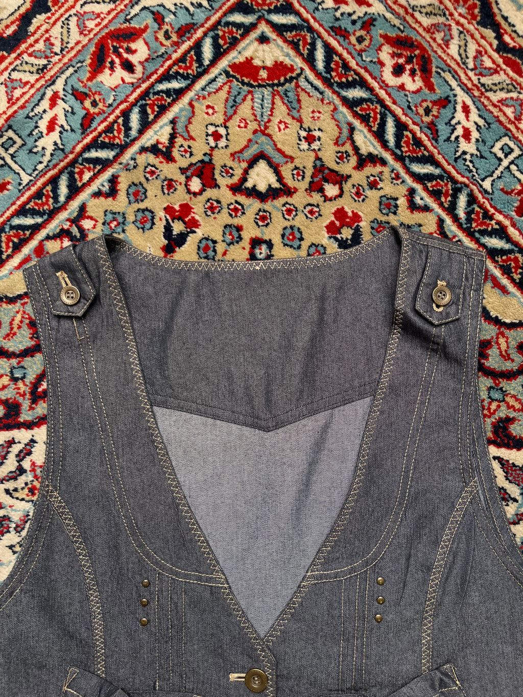 Vintage SEDIOUIRE Sophisticated Baggy Denim Vest - L