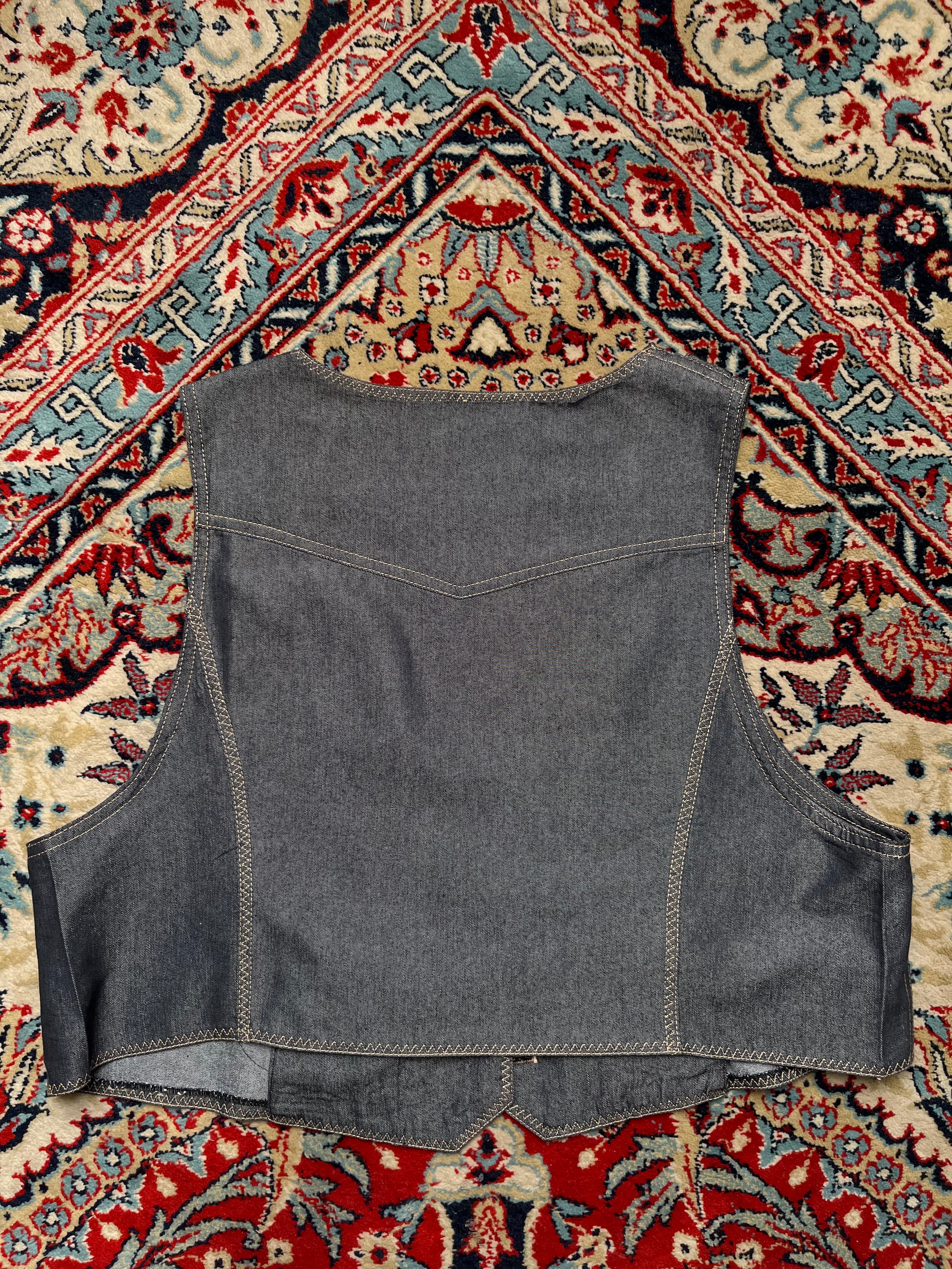 Vintage SEDIOUIRE Sophisticated Baggy Denim Vest - L