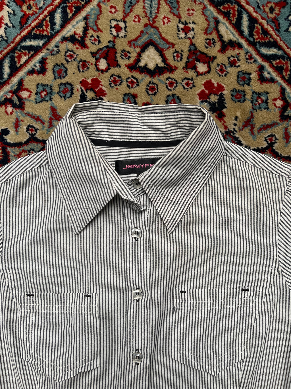 Jennyfer Womens Stripe Button Up Shirt - M