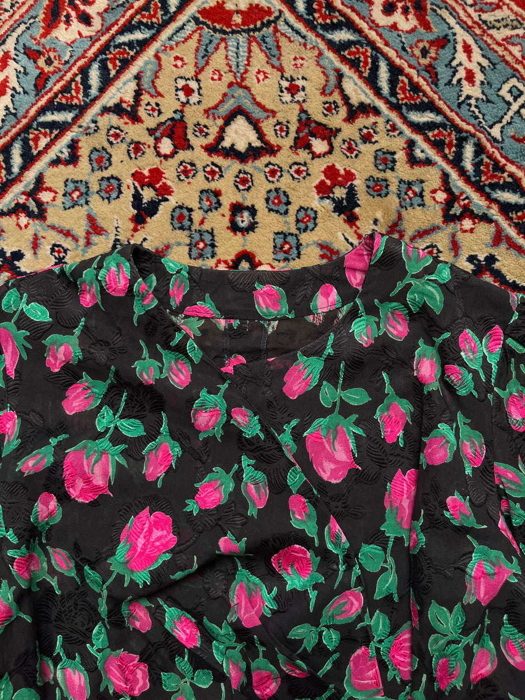 Vintage Womens Floral Wrap Blouse - M