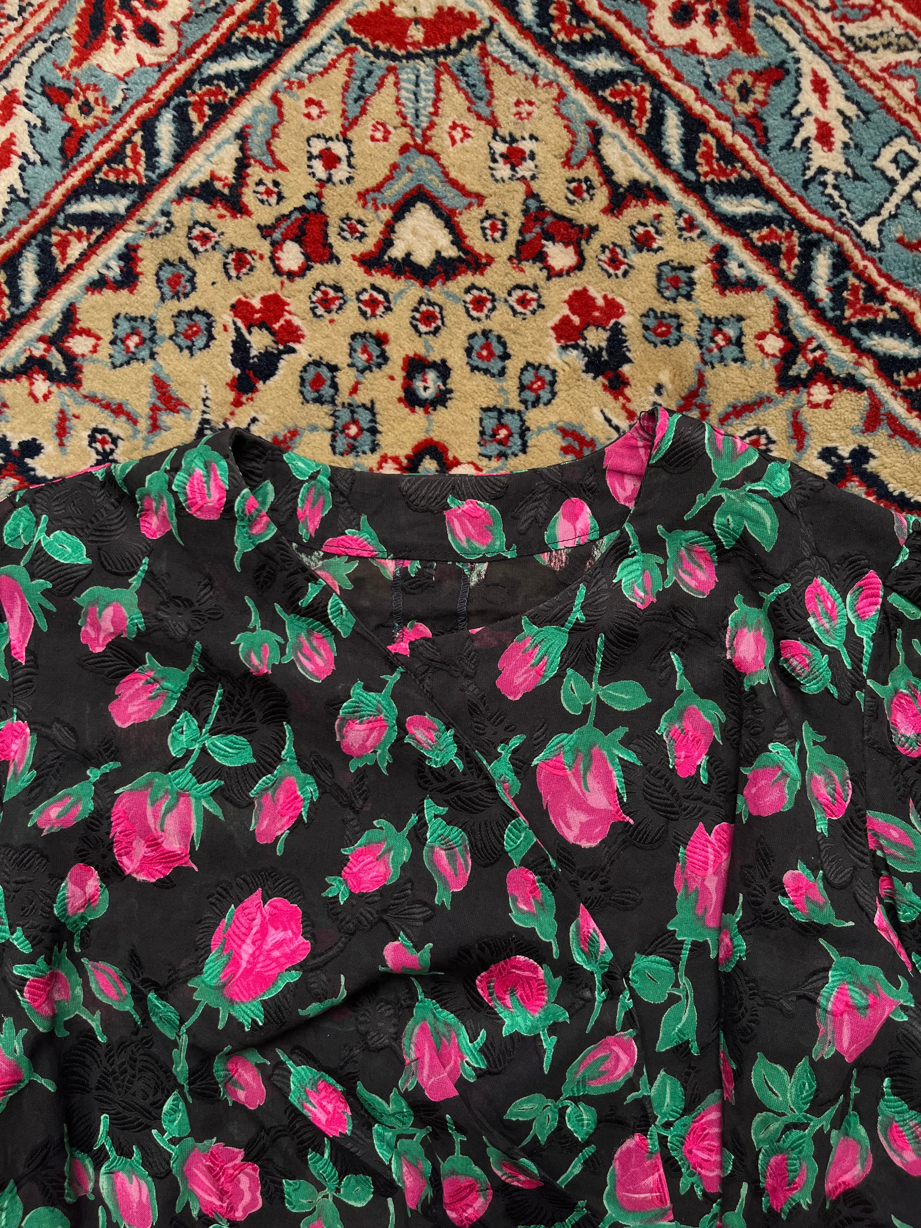 Vintage Womens Floral Wrap Blouse - M