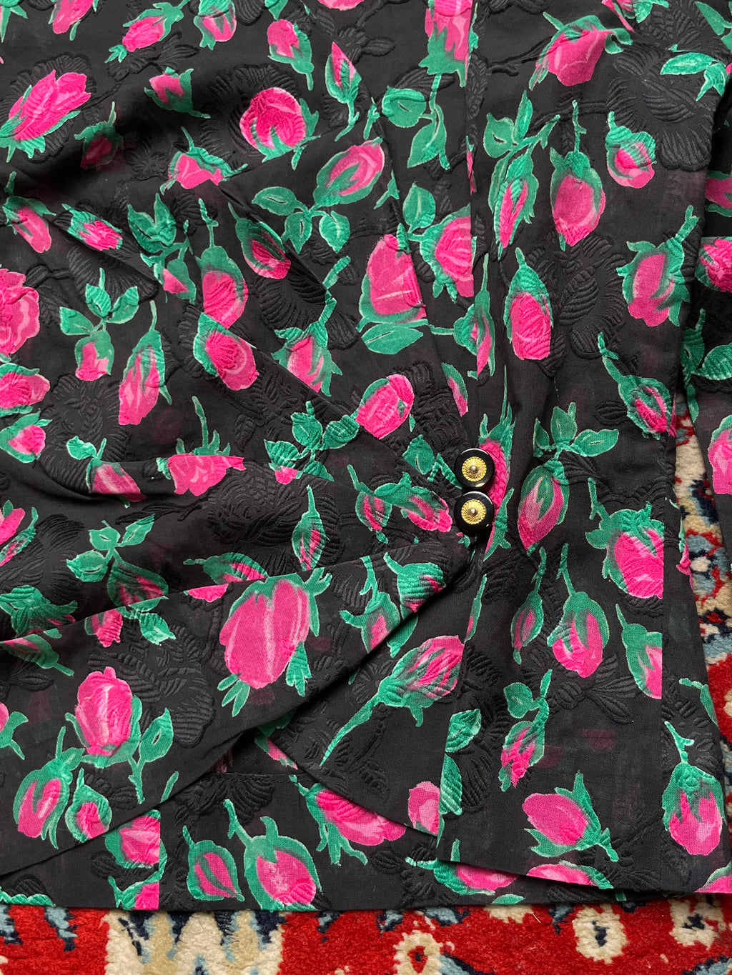 Vintage Womens Floral Wrap Blouse - M