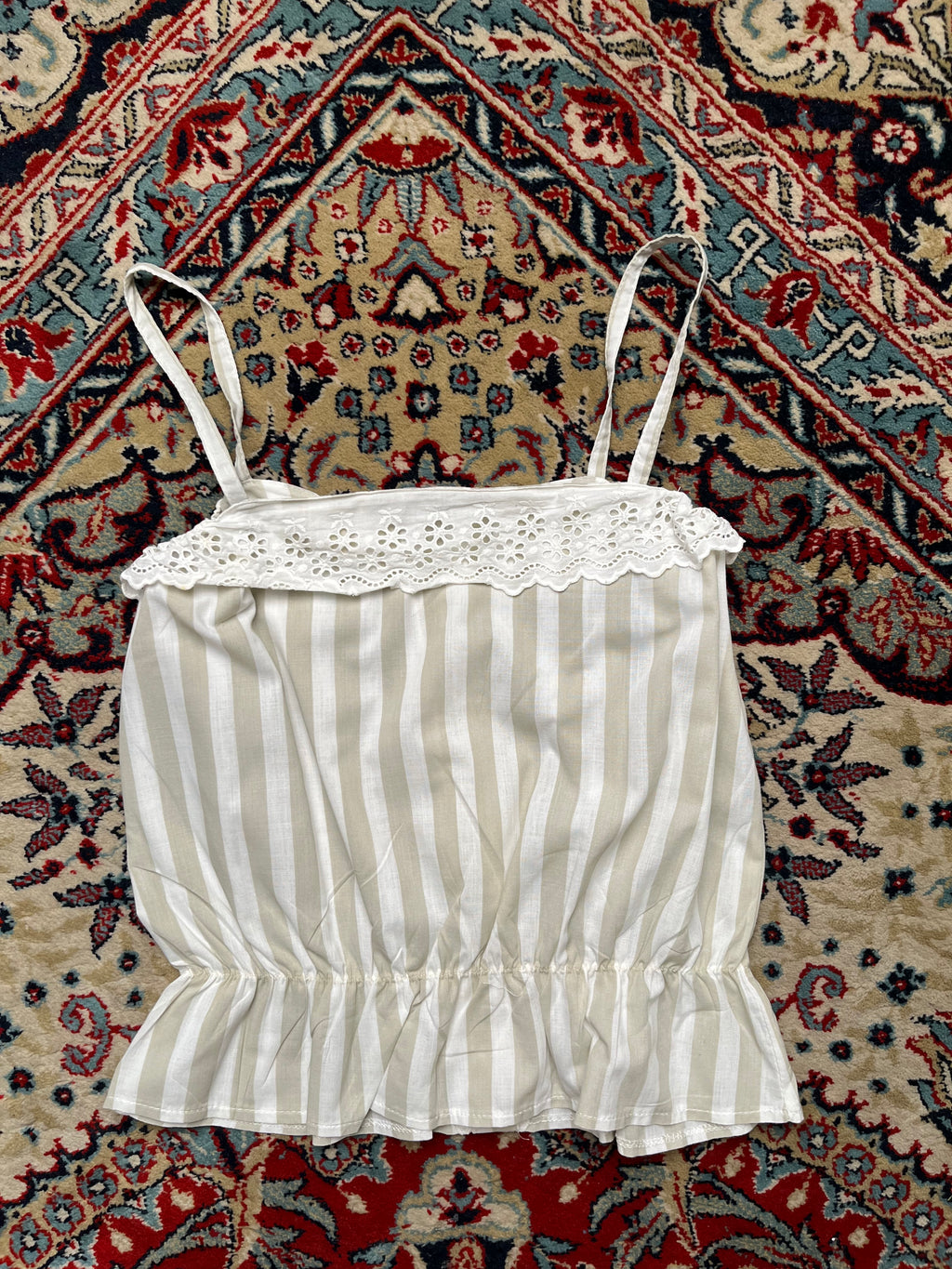 Women Beige White Stripe Cami Top - XS