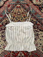 Women Beige White Stripe Cami Top - XS
