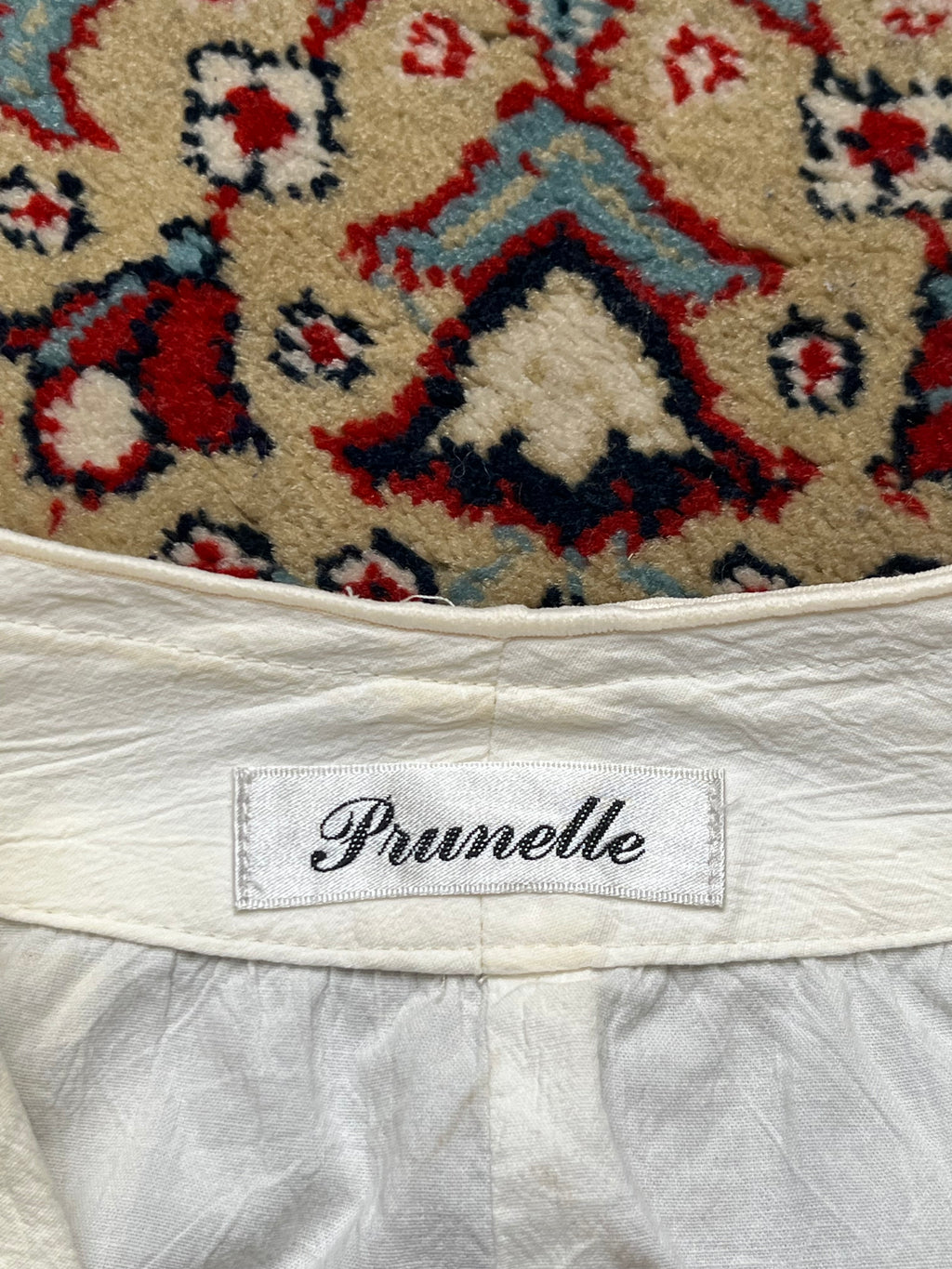 Prunelle Women Off White Textured Button Up Blouse - XL
