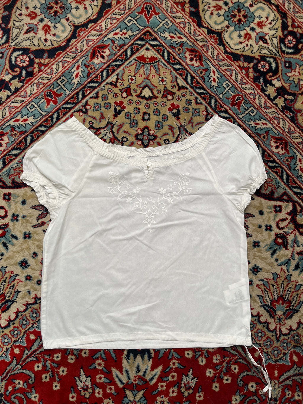 H&M L.O.G.G. Women White EmbroideredCotton Blouse - M