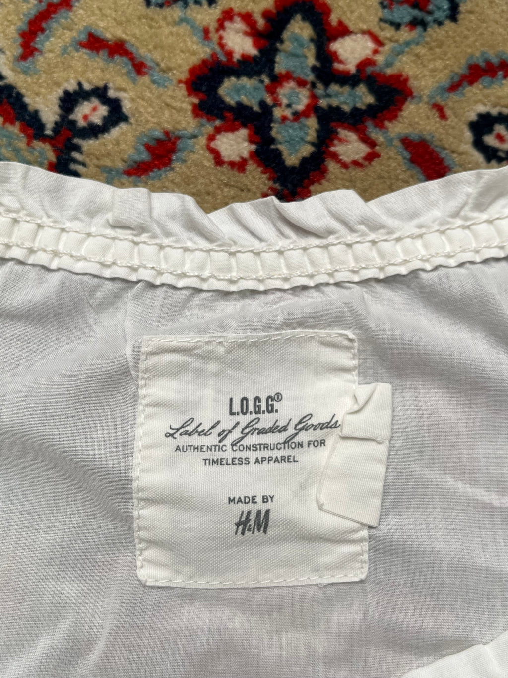 H&M L.O.G.G. Women White EmbroideredCotton Blouse - M