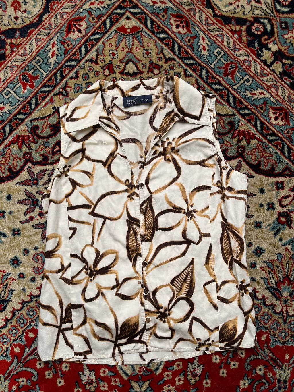 Jones New York Signature Women Cotton Floral Top - L