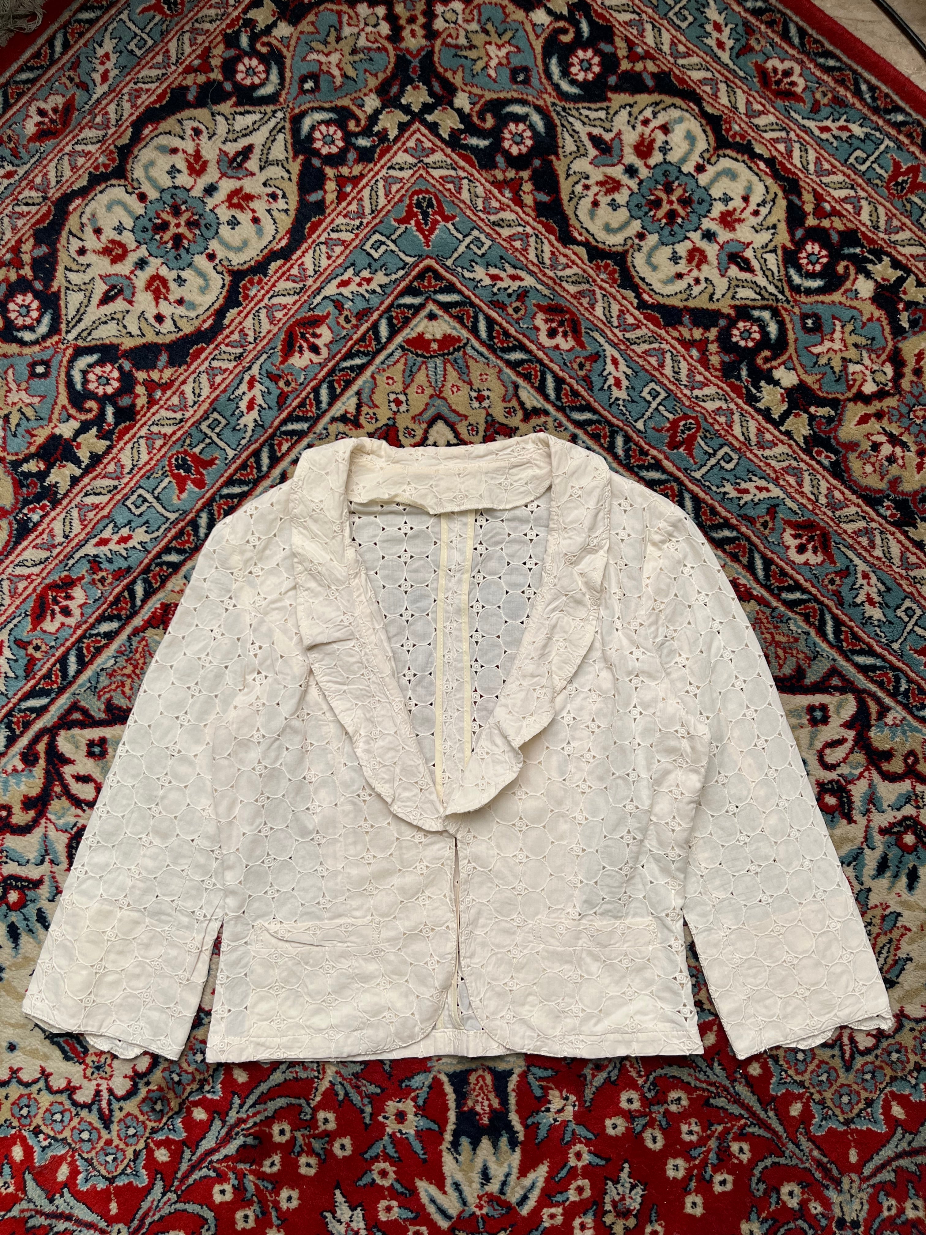 Women Eyelet Lace Blazer - M