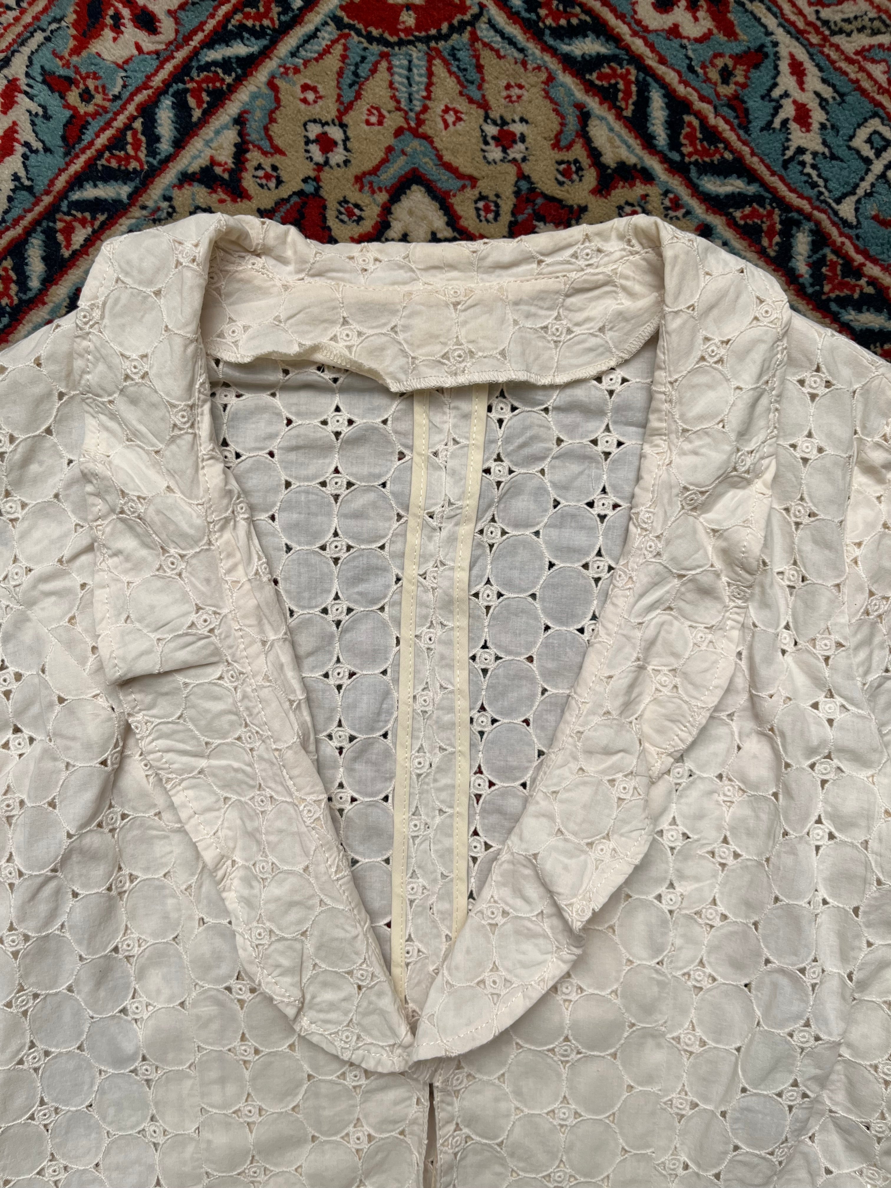 Women Eyelet Lace Blazer - M