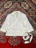 RSL Women White Cotton Eyelet Lace Blouse - XL