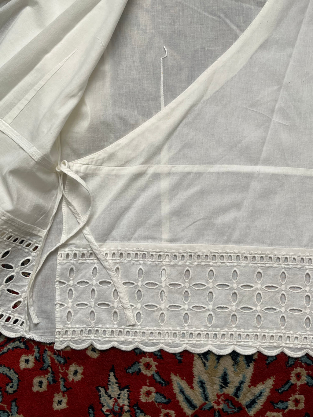 RSL Women White Cotton Eyelet Lace Blouse - XL