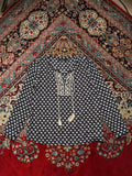 Carminn Paris Women Navy Blue Cotton Geometric Print Blouse - L