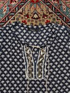 Carminn Paris Women Navy Blue Cotton Geometric Print Blouse - L