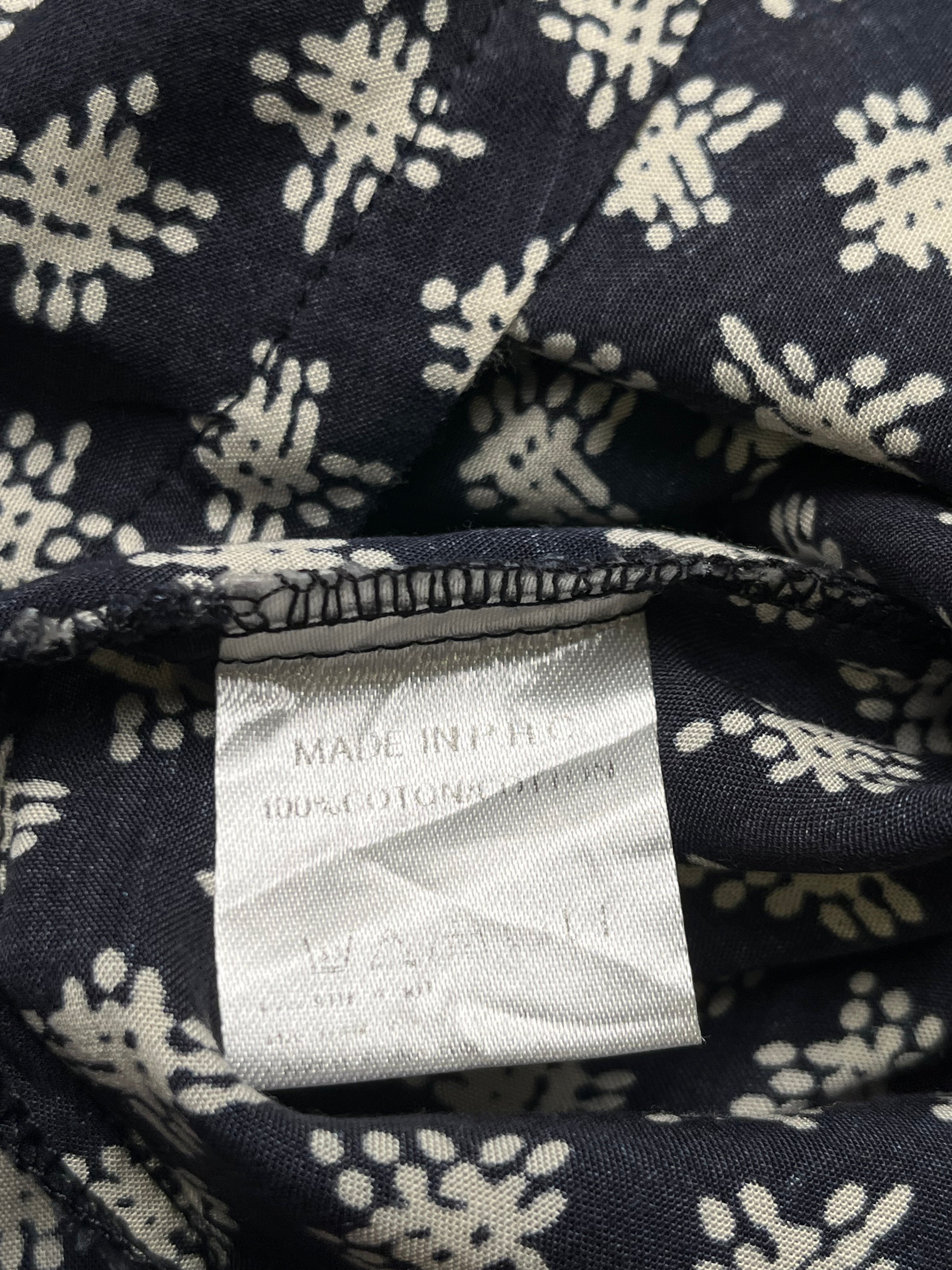 Carminn Paris Women Navy Blue Cotton Geometric Print Blouse - L