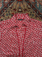Top Secret Red Geometric Print Button Up Blouse  - L