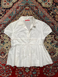 Alain Manoukian Women White Cotton Pleated Shirt - L