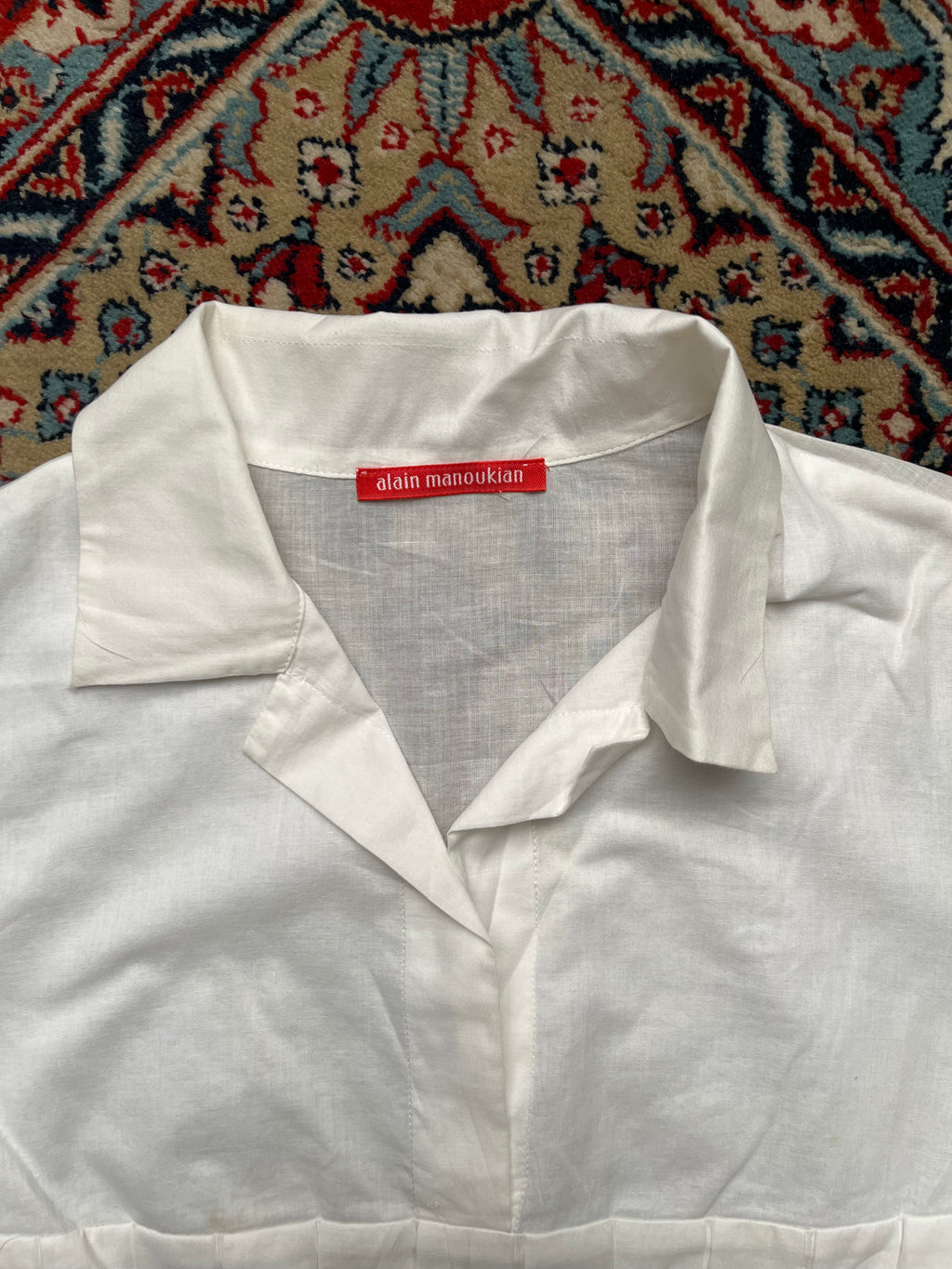 Alain Manoukian Women White Cotton Pleated Shirt - L