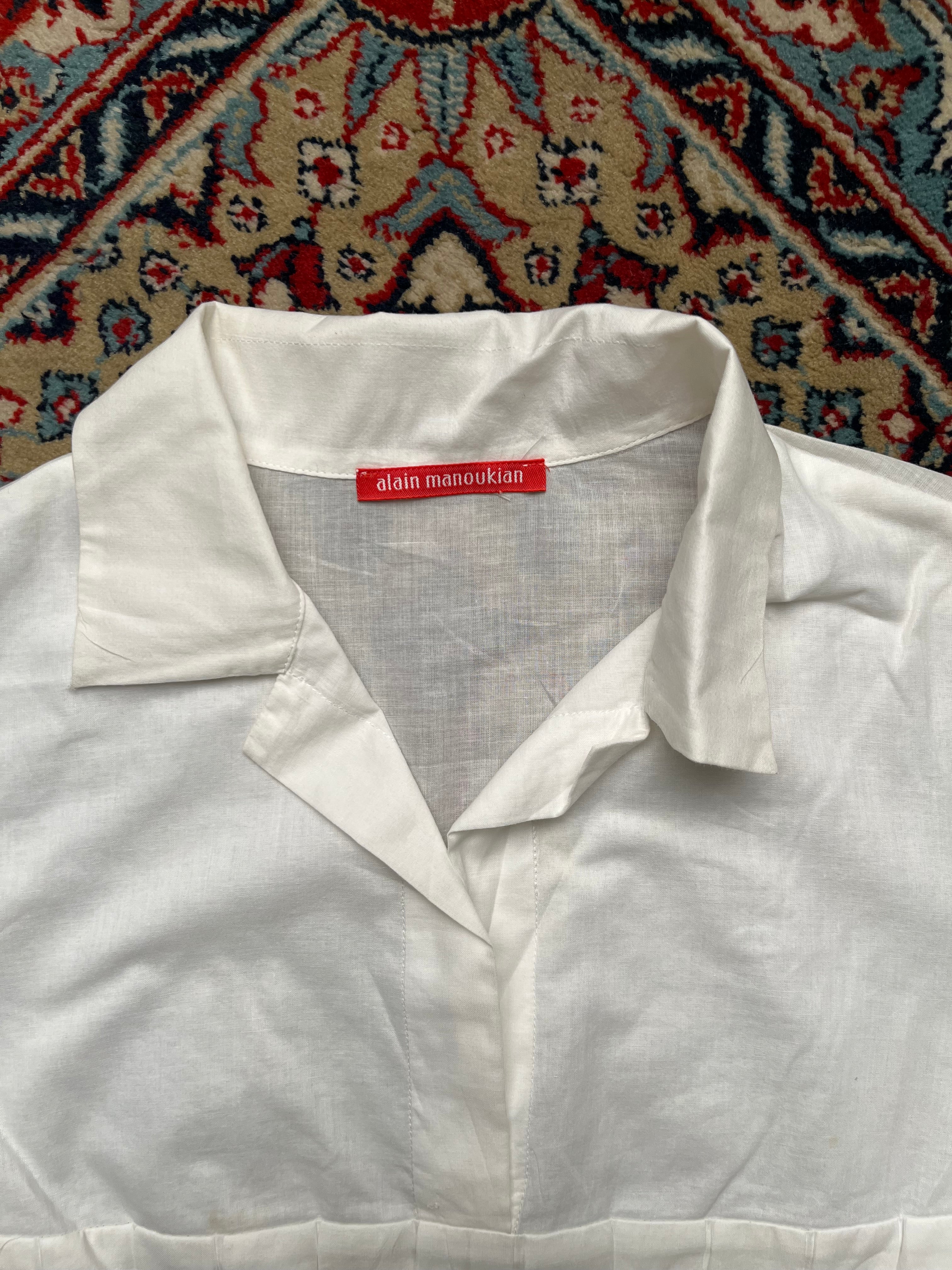 Alain Manoukian Women White Cotton Pleated Shirt - L