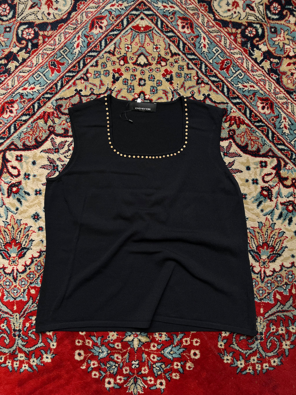 Jones New York Women Black Knit Tank Top - XL