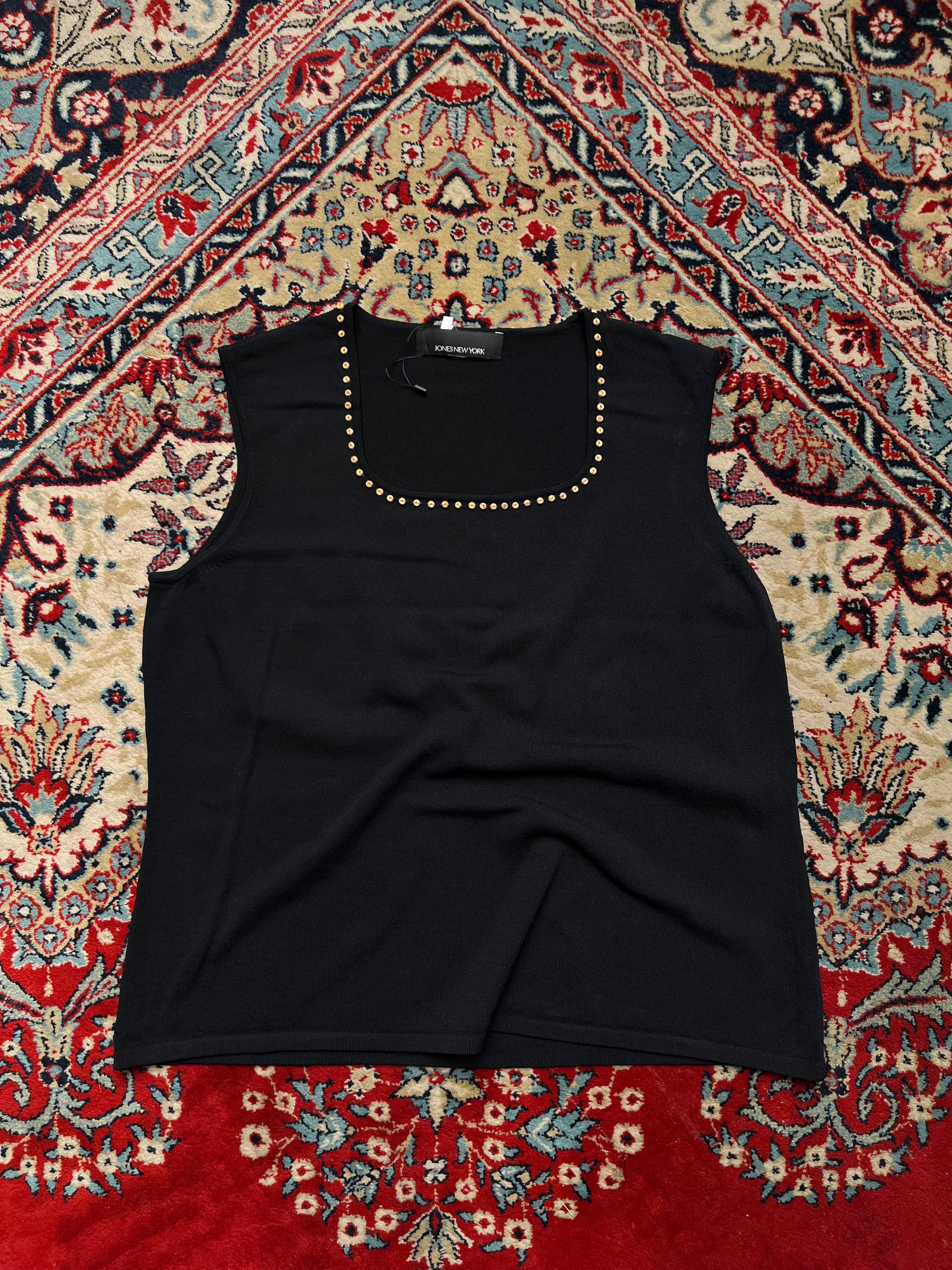 Jones New York Women Black Knit Tank Top - XL