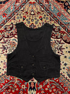 Vintage Human Forum Co Women Black Cropped Vest - S