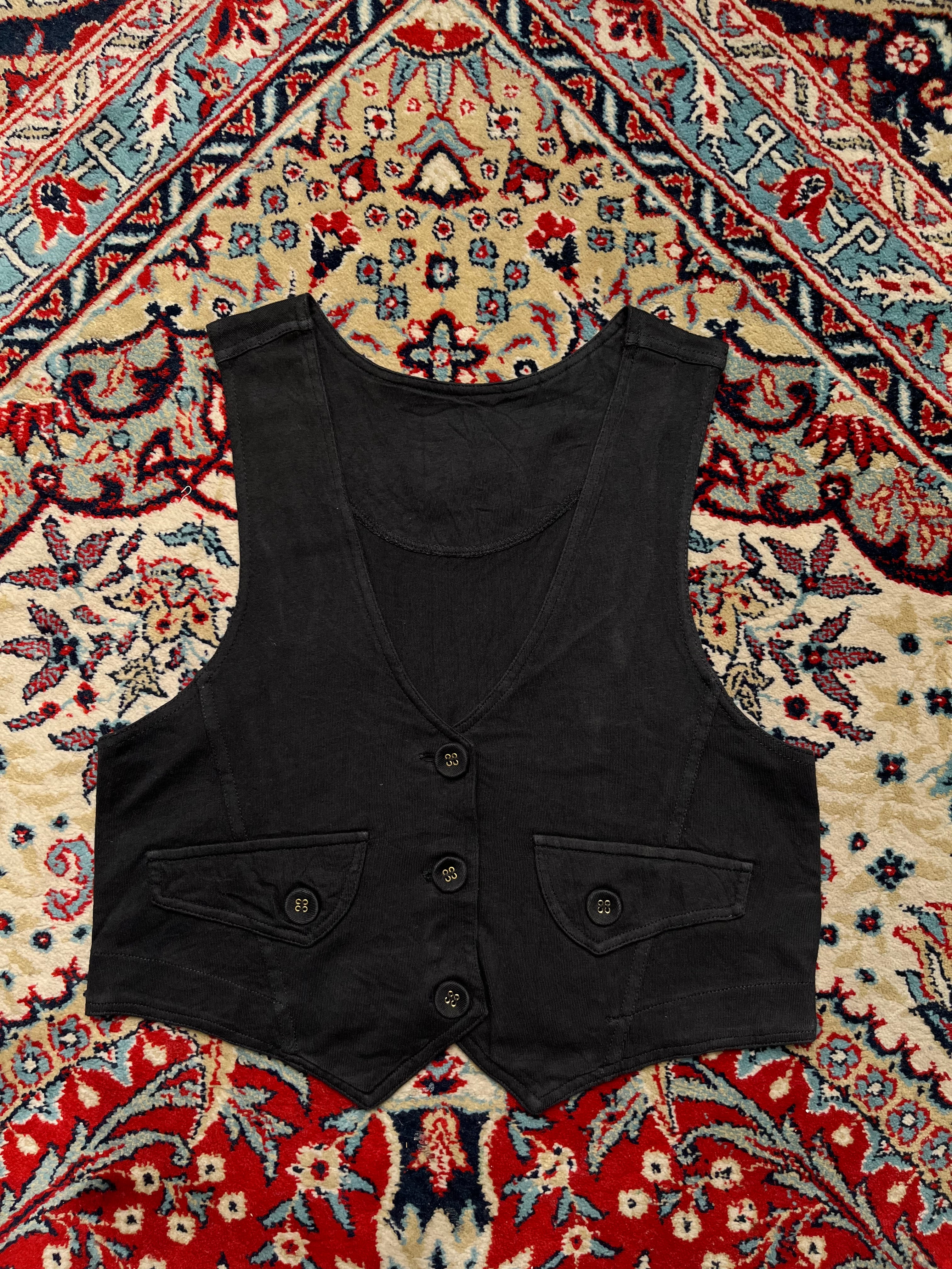Vintage Human Forum Co Women Black Cropped Vest - S