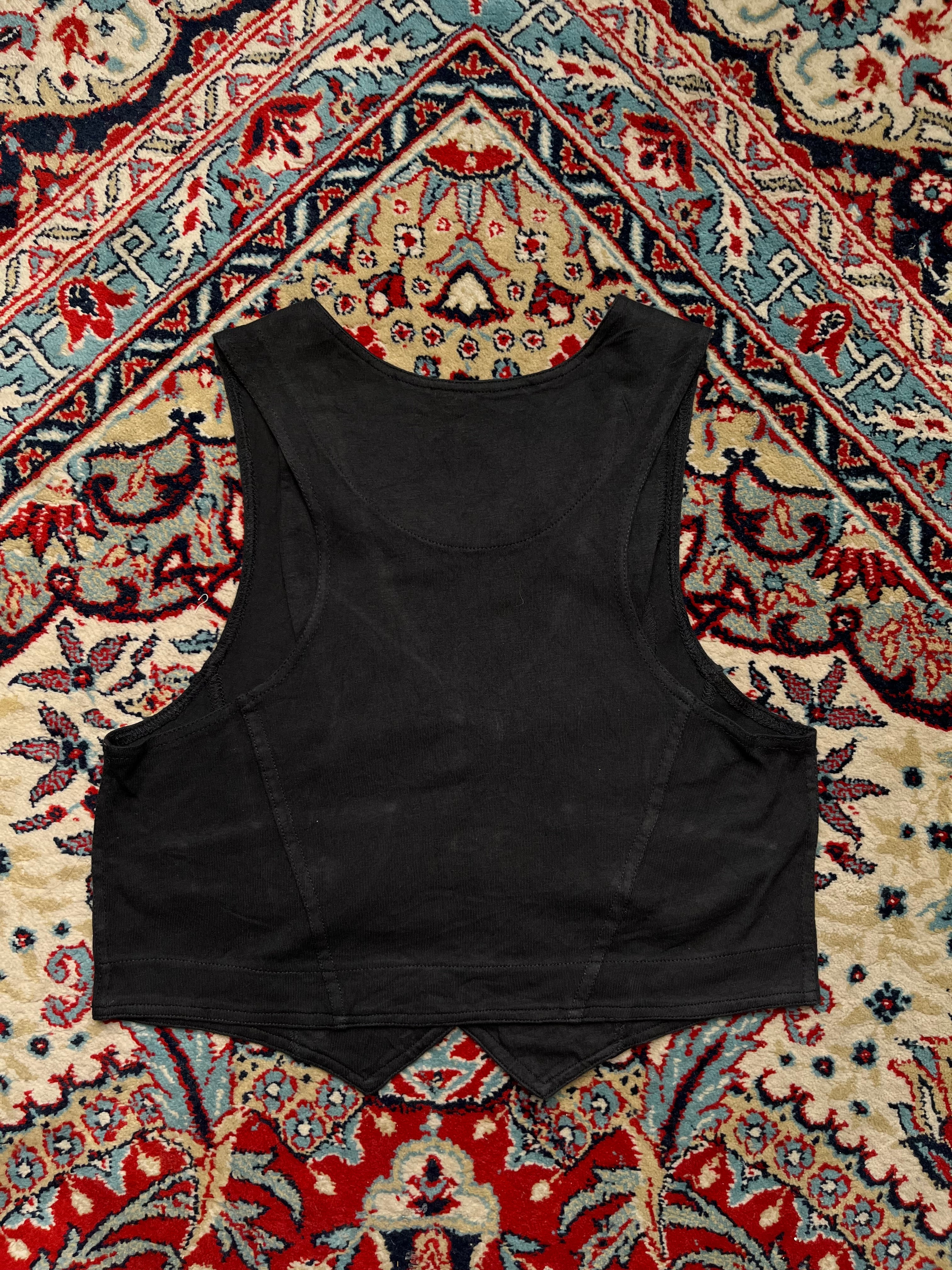 Vintage Human Forum Co Women Black Cropped Vest - S